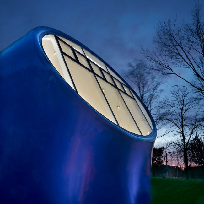 AUB Drawing studio building exterior at night