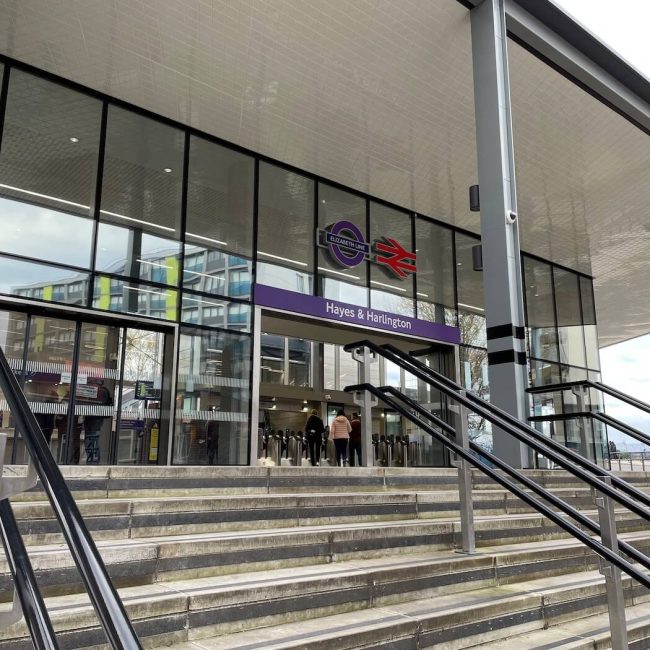 Hayes and Harlington train station entrance curtain walling